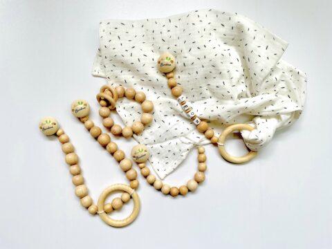 Babygeschenk Holz natur weiß